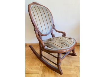 Vintage Child Sized Carved Wood Rocking Chair