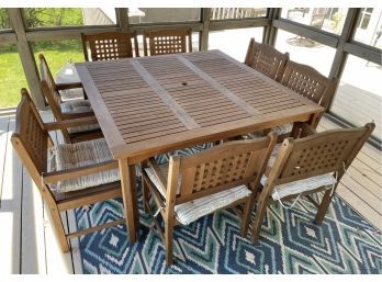 Amazonia Solid Teak Dining Table And 8 Armchairs - Retail Cost $1,400.00