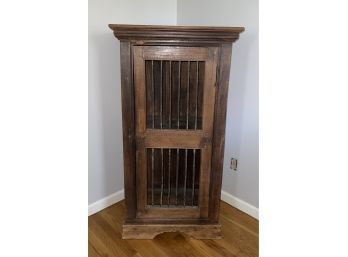 Antique Solid Wood Indian Cabinet With Spindle Front Door