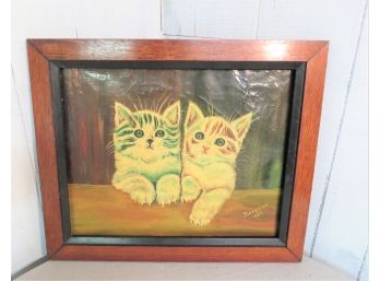 Original Oil Painting Of A Pair Of Cats Signed Bergman