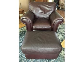 Chateau D'ax Italian Leather Chair And Ottoman