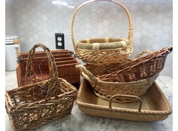 Set Of Six Woven Serving Baskets