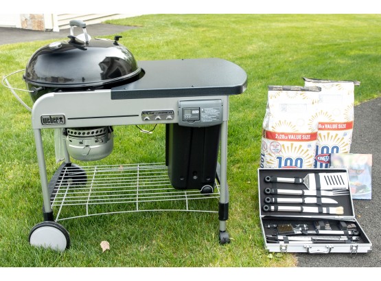 2017 Weber Performer Deluxe Charcoal Grill Black & Accessories