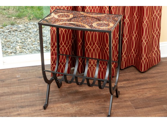 Magazine Rack/end Table With Terracotta Glass Tile Top