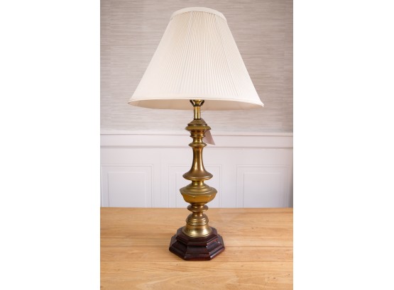 Vintage Inspired Brass Table Lamp With Wood Base