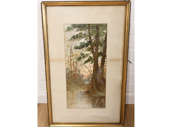 Rare Louis Kinney Harlow Painting With Delicate Gold Leaf Frame