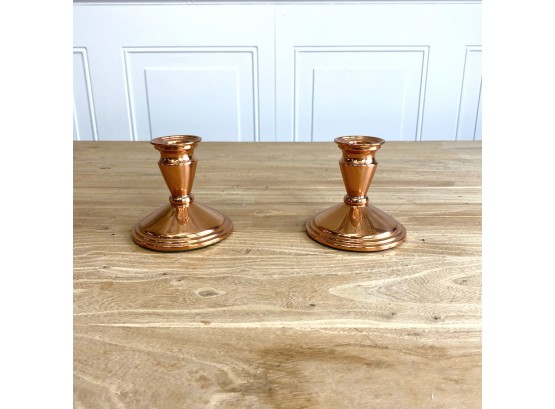 Vintage Weighted Copper Candleholders