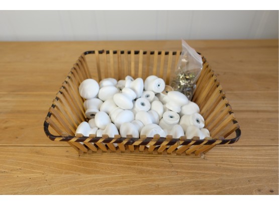 Huge Bundle Of Painted White Wood Drawer Knobs With Mounting Hardware