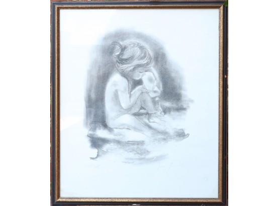 Beautiful Limited Edition Artist Signed B&w Print - Tiny Girl In Bath