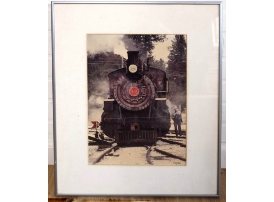 Vintage 1920 Railway Locomotive Large Format Colored Photograph