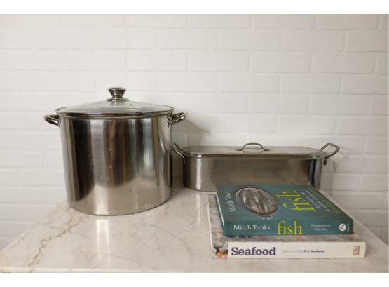 Stainless Double Boiler Cookware And Seafood Recipe Book Bundle
