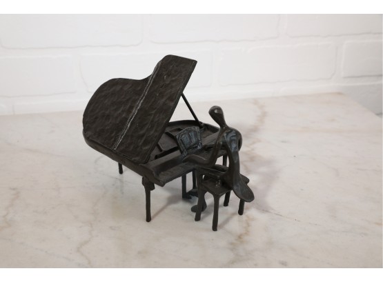 Cast Metal Piano And Player Figurine