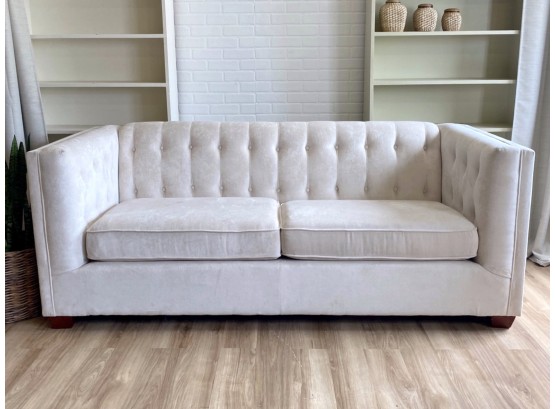 Fabulous Off-white Button Tufted Chenille Sofa (1 Of 2)