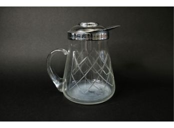 Vintage Glass Pitcher With Metal Spout