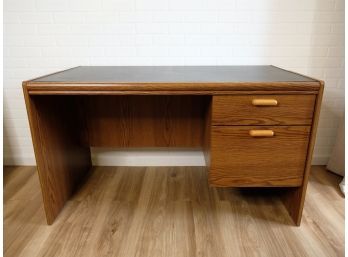 MCM Style Office Desk With Mixed Wood Grain Veneer