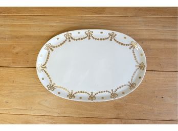 Vienna Austria Vintage Porcelain Dish With Gold Leaf Bow Swag Border