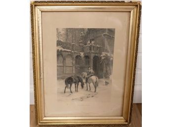 'the Empty Saddle' G.C. Finden Engraved Print / Original Painting By S.E. Waller 1879
