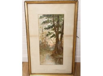 Rare Louis Kinney Harlow Painting With Delicate Gold Leaf Frame