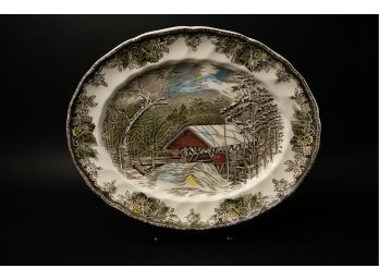 Vintage Johnson Bros. Platter 'the Covered Bridge' From The Friendly Village Collection