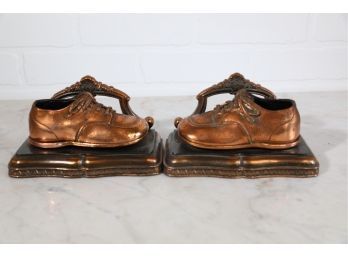 Antique Copper Bronzed Baby Shoe Bookends