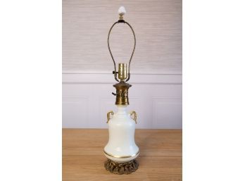 Neoclassical Inspired Vintage Trophy Style Table Lamp With Gold Leaf Detail