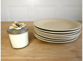 Pottery Barn Ellipse Plate Set And Magnolia Scented Candle