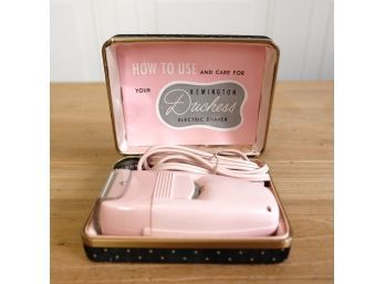 Vintage 1950's Remington Duchess Women's Electric Shaver With Quilted Silk Hard Case