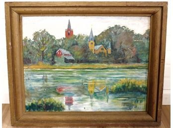 Original Oil Painting Of Rural Westport, CT Scene