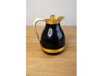 Vintage Thermaid Paris Gilded Black Enamel Coffee Pot / Pitcher With Stopper