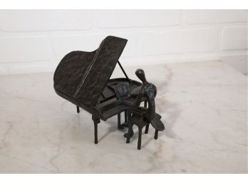 Cast Metal Piano And Player Figurine
