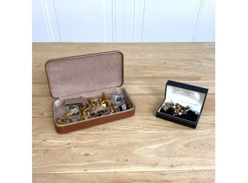 Vintage Jewelry / Accessory Bundle With Hinged Satin Lined Boxes