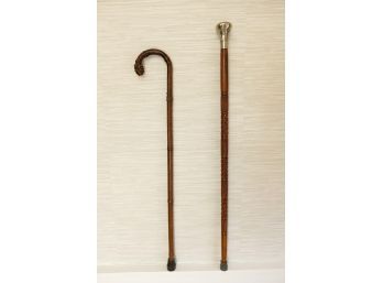 Decorative Carved Bamboo Walking Stick And Cane