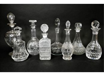 Stunning Set Of 8 Vintage Crystal Decanters