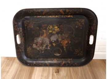 Antique Hand Stenciled Tole Tray