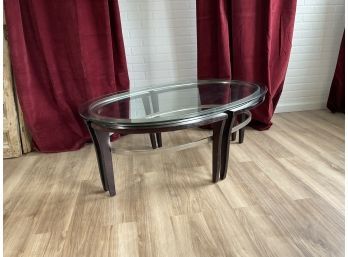 Contemporary Cocktail Table With Thick Rounded Glass Top