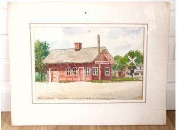 Robert Mauriello Colored Print Of Cannondale Railroad Station Wilton, CT