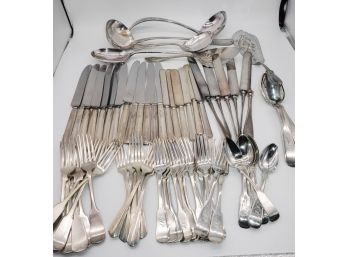 Large Lot Of Mixed Silver Plated Silverware 73 Pieces