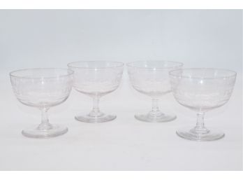 4 Beautifully Etched Glasses