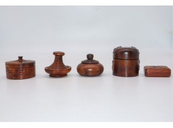 Antique Hand Carved Wood Trinket Boxes