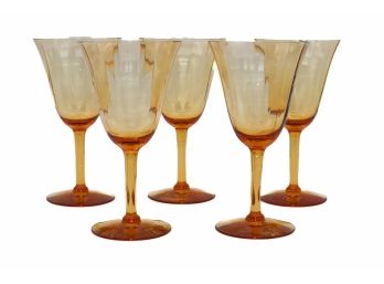 6 Beautiful Amber Color Wine Glasses