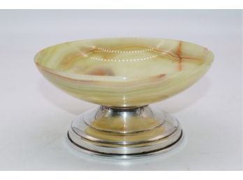 Beautiful Marble Dish With Sterling Foot