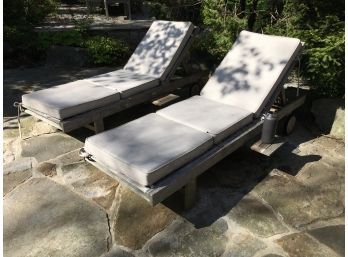 (1 Of 2) Three Birds Casual Chaise Lounge Chair - Adjustable Head & Feet With Two Pull Out Shelves - WOW !