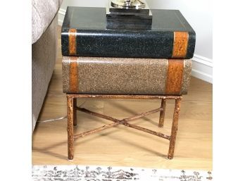 Fabulous Marble Finish End Table - Book Form In The Style Of Maitland Smith - Drawers - Nice Decorator Piece