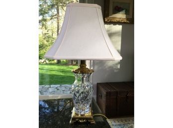 Fantastic Like New WATERFORD Crystal Table Lamp With Matching Signed WATERFORD Lamp Shade - Like New !
