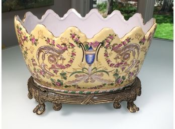 Stunning Large French Style Decorated Bronze Mounted Centerpiece - Great Condition - MANY Uses - Hand Painted