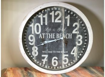 Great Looking Decorator Wall Clock - Life Is Good At The Beach - Great Distressed Look - Tested Works Fine