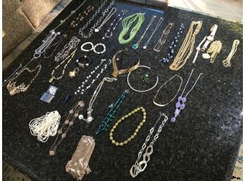Big Lot Of Costume Jewelry - Also Saw Some Sterling Pieces - ALL TYPES - Some Vintage - Some Newer ! ONE BID !