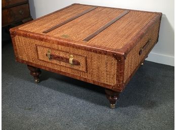 Incredible STILES BROTHERS Cocktail / Coffee Table - VERY WELL MADE Crocodile Leather & Brass Casters WOW !