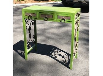 Lovely Small Three Drawer Table - Lovely Hand Wrought Iron Work - Will Work Anywhere With Any Style !