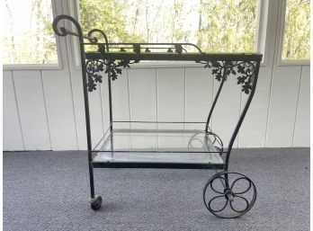 Vintage Mid Century Russell Woodard Wrought Iron Garden Patio Bar Cart